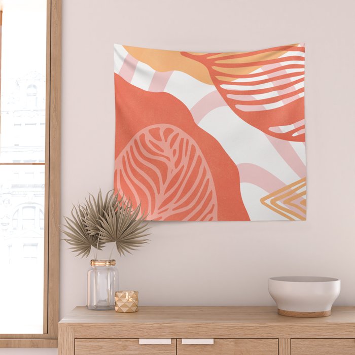 just peachy, leaf abstraction Wall Tapestry Gallery Image 2