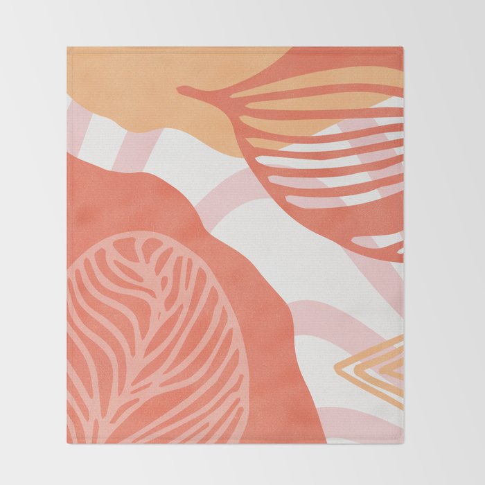 just peachy, leaf abstraction Throw Blanket Gallery Image 2