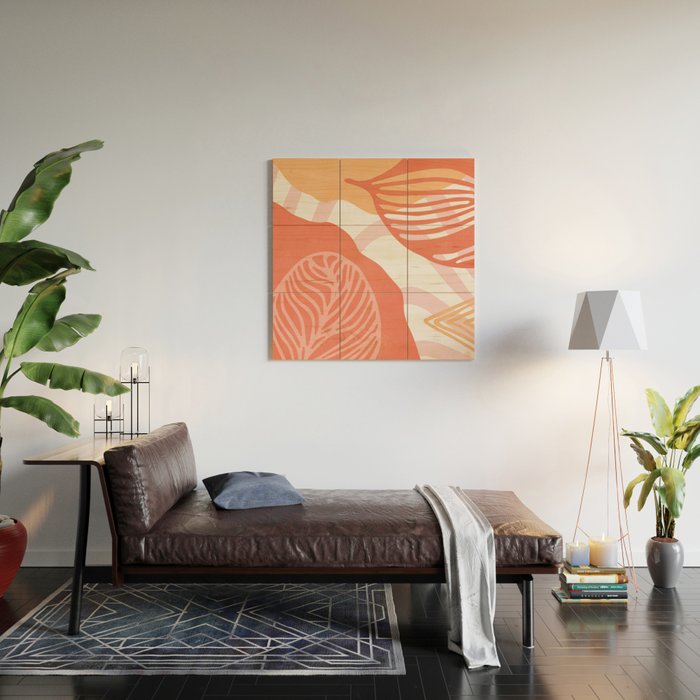 just peachy, leaf abstraction Wood Wall Art Gallery Image 2