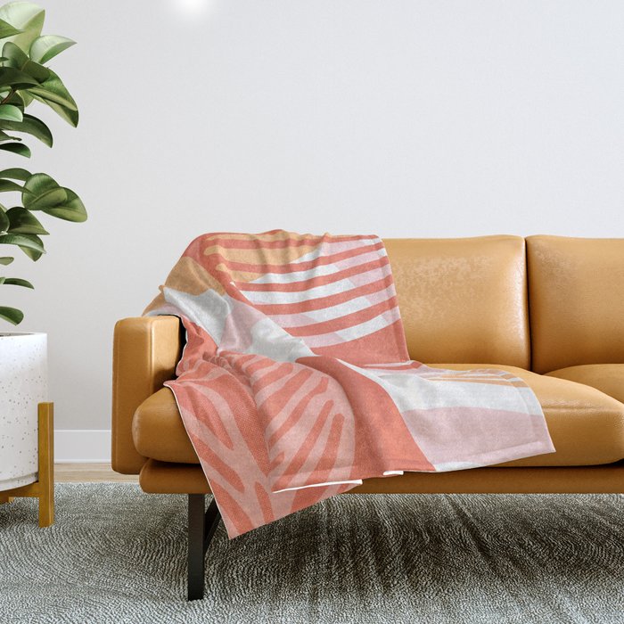 just peachy, leaf abstraction Throw Blanket Gallery Image 1