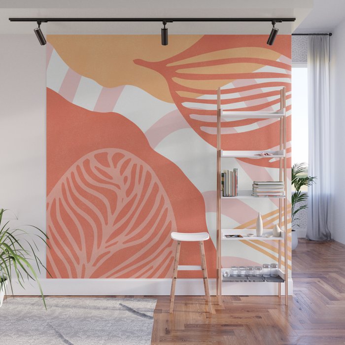 just peachy, leaf abstraction Wall Mural Gallery Image 1