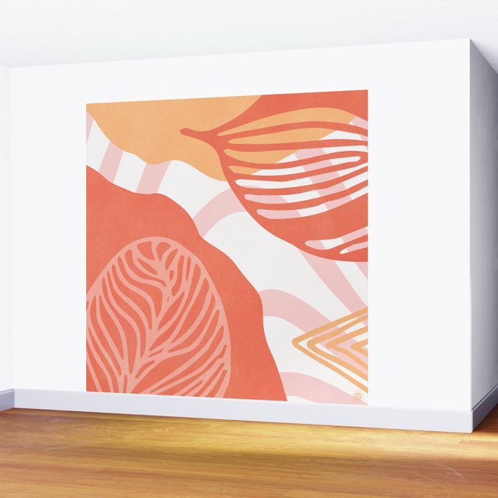 just peachy, leaf abstraction Wall Mural Gallery Image 2