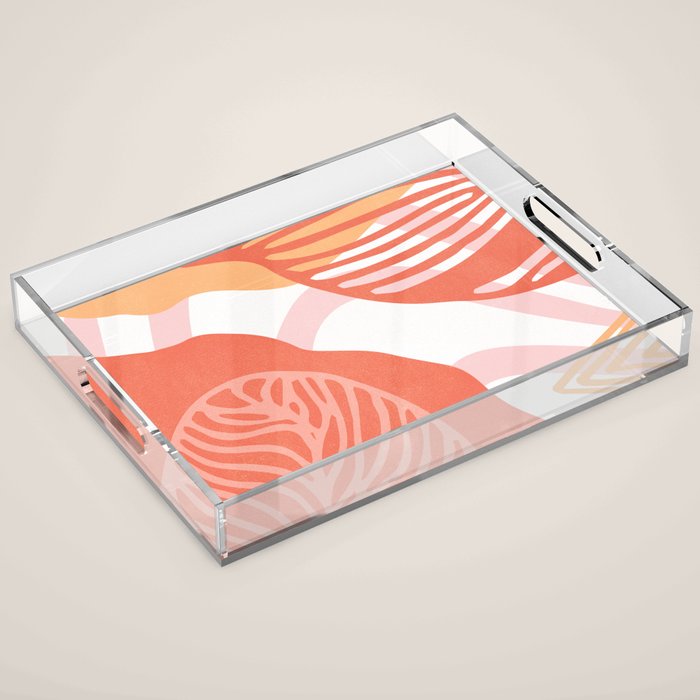 just peachy, leaf abstraction Acrylic Tray Gallery Image 1