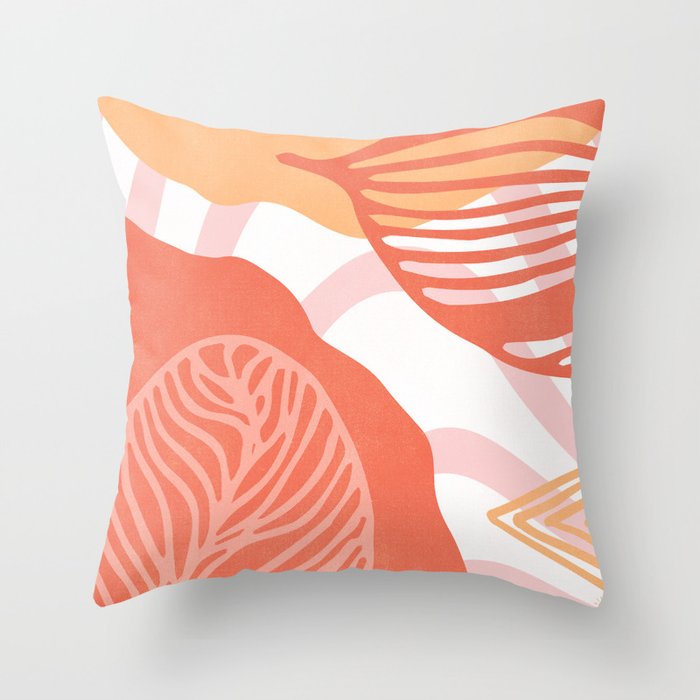 just peachy, leaf abstraction Throw Pillow Gallery Image 6