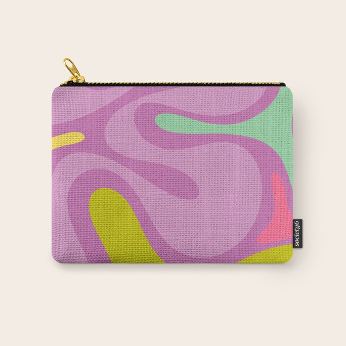 Smooth Contours Retro Modern Abstract Pattern Purple Lilac Lavender Lime Carry All Pouch Gallery Image 1