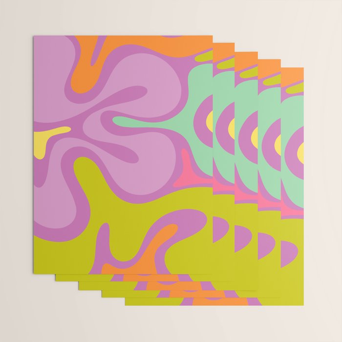 Smooth Contours Retro Modern Abstract Pattern Purple Lilac Lavender Lime Wrapping Paper Gallery Image 3