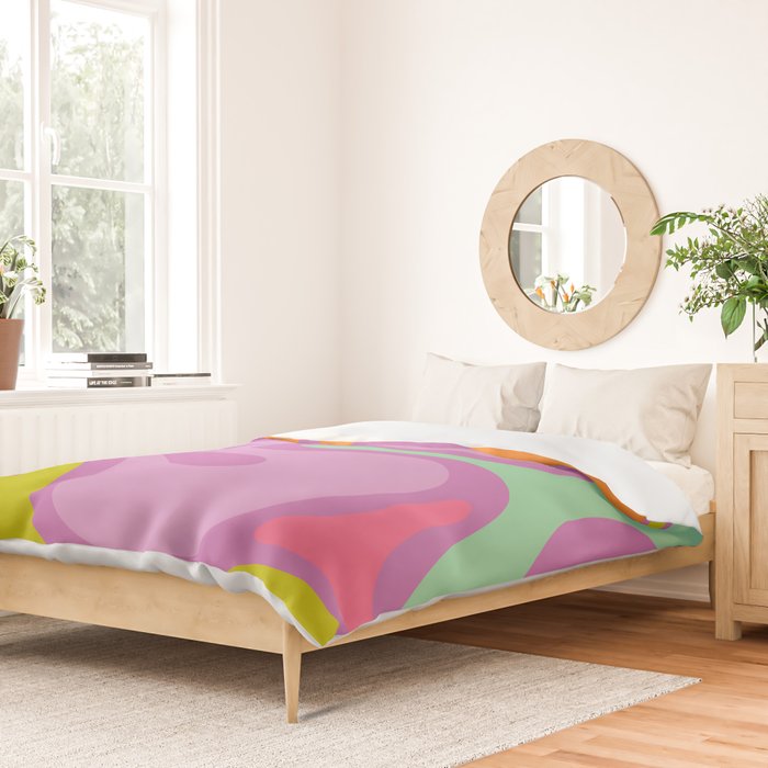 Smooth Contours Retro Modern Abstract Pattern Purple Lilac Lavender Lime Duvet Cover Gallery Image 2