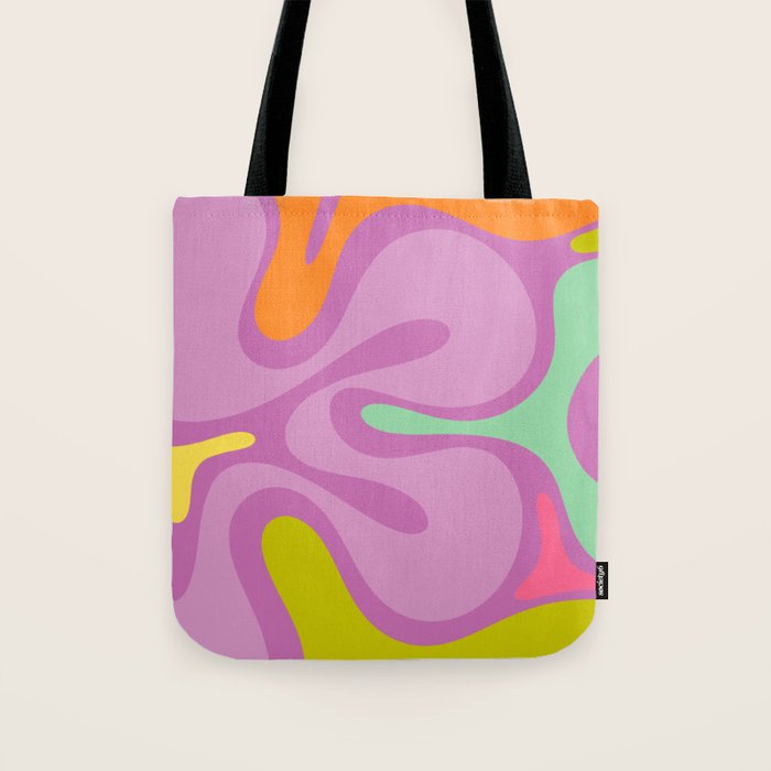 Smooth Contours Retro Modern Abstract Pattern Purple Lilac Lavender Lime Tote Bag Gallery Image 1