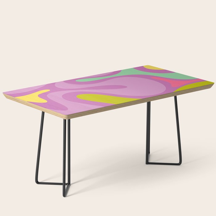 Smooth Contours Retro Modern Abstract Pattern Purple Lilac Lavender Lime Coffee Table Gallery Image 1