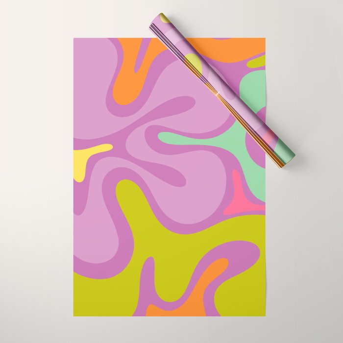 Smooth Contours Retro Modern Abstract Pattern Purple Lilac Lavender Lime Wrapping Paper Gallery Image 1