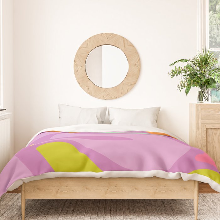Smooth Contours Retro Modern Abstract Pattern Purple Lilac Lavender Lime Duvet Cover Gallery Image 3