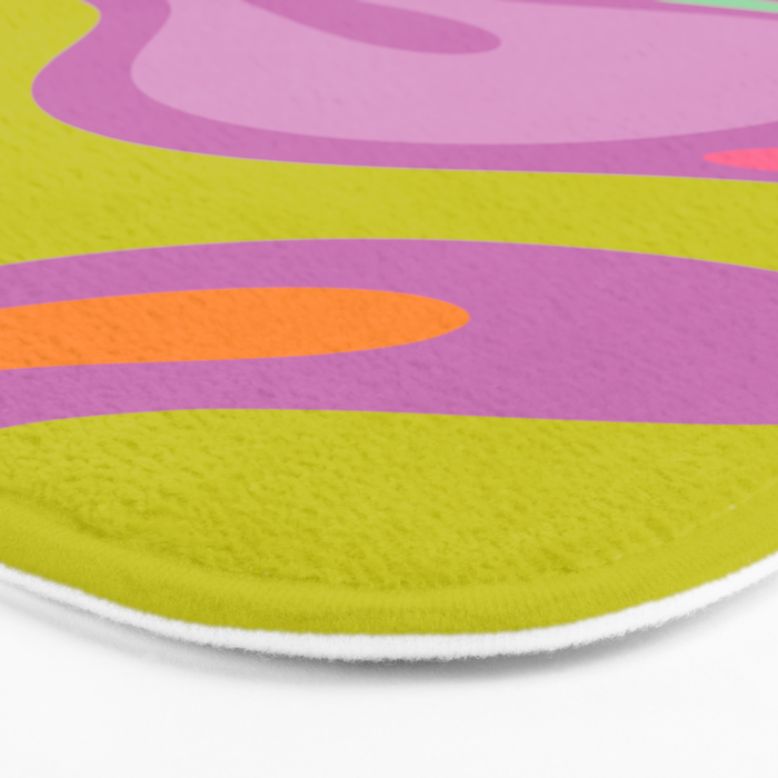 Smooth Contours Retro Modern Abstract Pattern Purple Lilac Lavender Lime Bath Mat Gallery Image 3