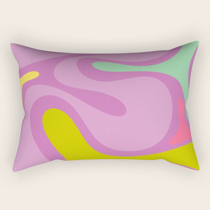 Smooth Contours Retro Modern Abstract Pattern Purple Lilac Lavender Lime Rectangular Pillow Gallery Image 1