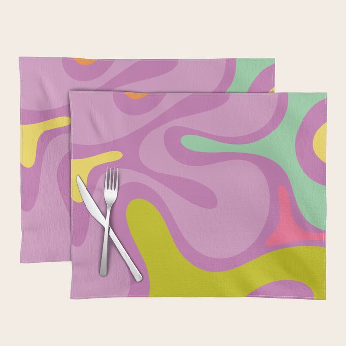 Smooth Contours Retro Modern Abstract Pattern Purple Lilac Lavender Lime Placemat Gallery Image 1