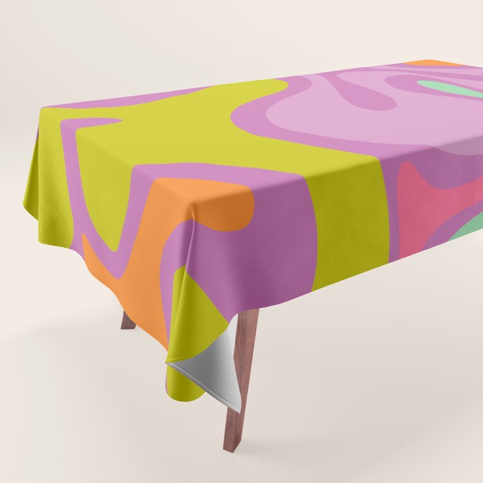 Smooth Contours Retro Modern Abstract Pattern Purple Lilac Lavender Lime Tablecloth Gallery Image 1
