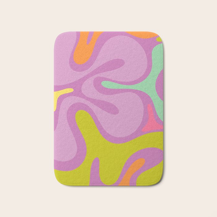 Smooth Contours Retro Modern Abstract Pattern Purple Lilac Lavender Lime Bath Mat Gallery Image 1