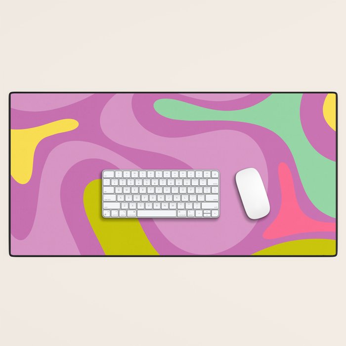 Smooth Contours Retro Modern Abstract Pattern Purple Lilac Lavender Lime Desk Mat Gallery Image 1
