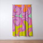 Smooth Contours Retro Modern Abstract Pattern Purple Lilac Lavender Lime Window Curtain Gallery Image 3