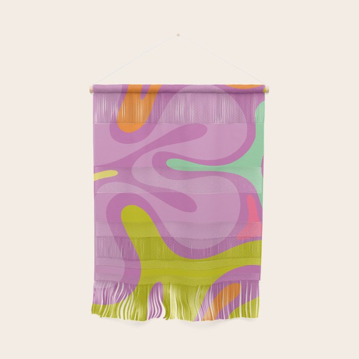 Smooth Contours Retro Modern Abstract Pattern Purple Lilac Lavender Lime Wall Hanging Gallery Image 1