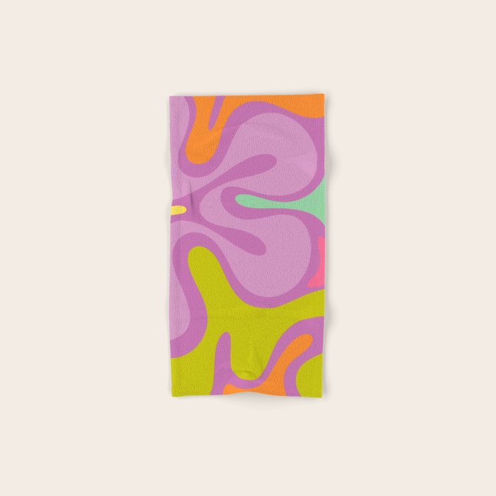 Smooth Contours Retro Modern Abstract Pattern Purple Lilac Lavender Lime Bath Towel Gallery Image 1