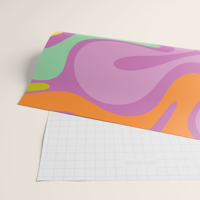 Smooth Contours Retro Modern Abstract Pattern Purple Lilac Lavender Lime Wrapping Paper Gallery Image 2
