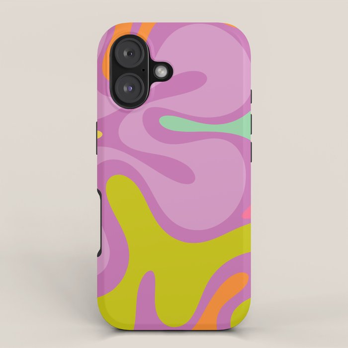 Smooth Contours Retro Modern Abstract Pattern Purple Lilac Lavender Lime iPhone Case Gallery Image 1