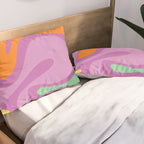 Smooth Contours Retro Modern Abstract Pattern Purple Lilac Lavender Lime Pillow Sham Gallery Image 2