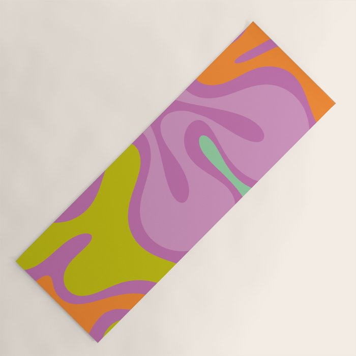 Smooth Contours Retro Modern Abstract Pattern Purple Lilac Lavender Lime Yoga Mat Gallery Image 1