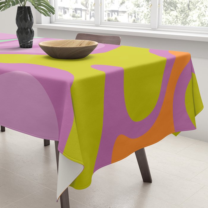Smooth Contours Retro Modern Abstract Pattern Purple Lilac Lavender Lime Tablecloth Gallery Image 3