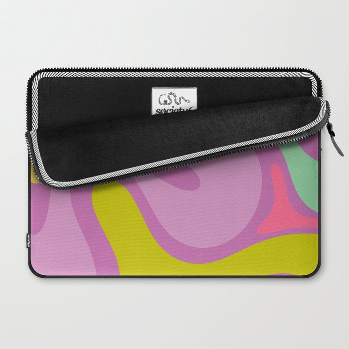 Smooth Contours Retro Modern Abstract Pattern Purple Lilac Lavender Lime Laptop Sleeve Gallery Image 2