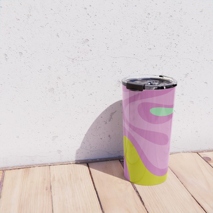 Smooth Contours Retro Modern Abstract Pattern Purple Lilac Lavender Lime Travel Mug Gallery Image 4