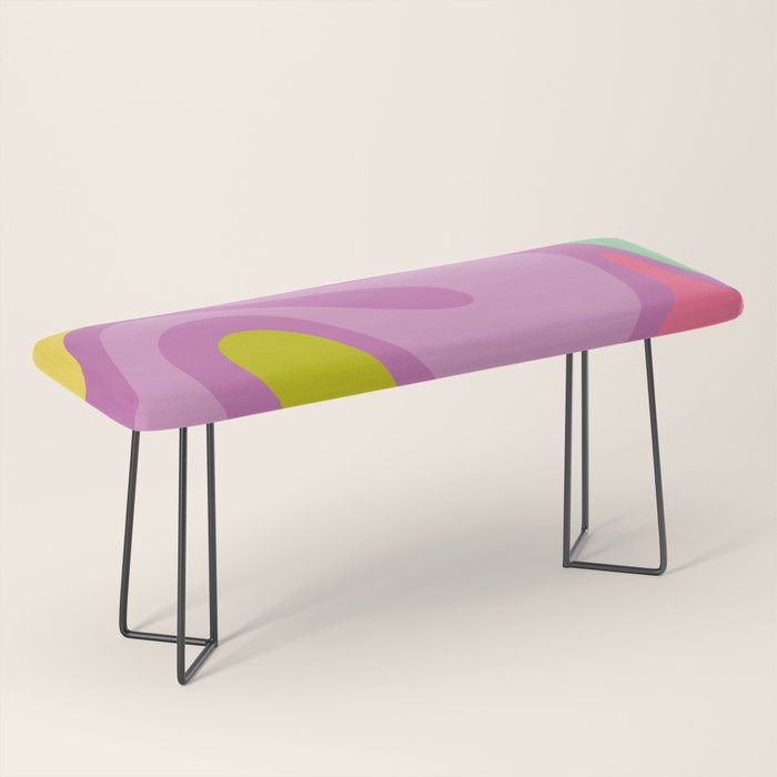 Smooth Contours Retro Modern Abstract Pattern Purple Lilac Lavender Lime Bench Gallery Image 1