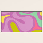 Smooth Contours Retro Modern Abstract Pattern Purple Lilac Lavender Lime Desk Mat Gallery Image 3
