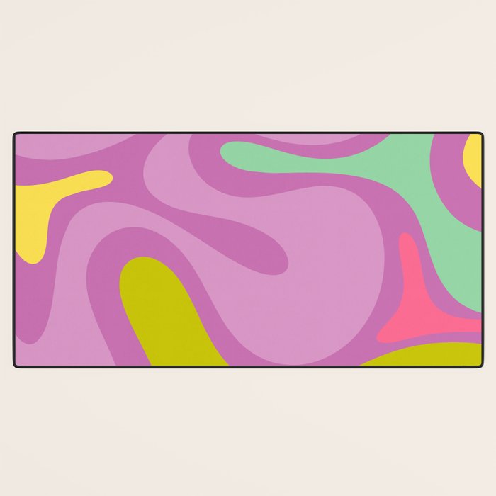 Smooth Contours Retro Modern Abstract Pattern Purple Lilac Lavender Lime Desk Mat Gallery Image 3