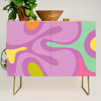 Smooth Contours Retro Modern Abstract Pattern Purple Lilac Lavender Lime Credenza Gallery Image 1