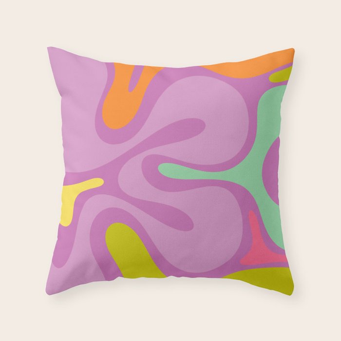 Smooth Contours Retro Modern Abstract Pattern Purple Lilac Lavender Lime Throw Pillow Gallery Image 6
