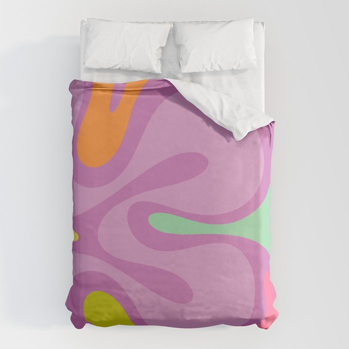Smooth Contours Retro Modern Abstract Pattern Purple Lilac Lavender Lime Duvet Cover Gallery Image 6