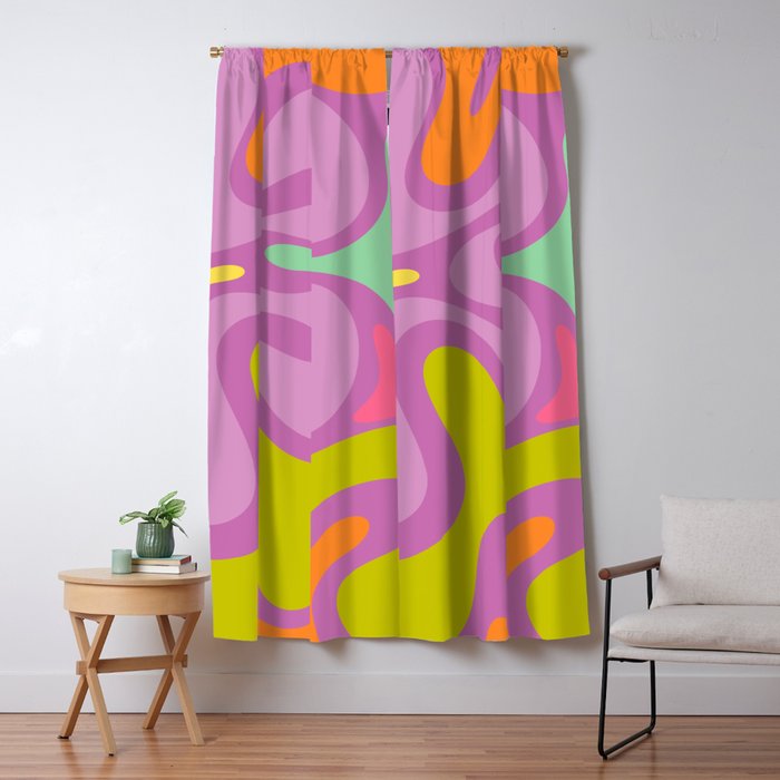 Smooth Contours Retro Modern Abstract Pattern Purple Lilac Lavender Lime Window Curtain Gallery Image 5