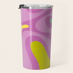 Smooth Contours Retro Modern Abstract Pattern Purple Lilac Lavender Lime Travel Mug Gallery Image 3