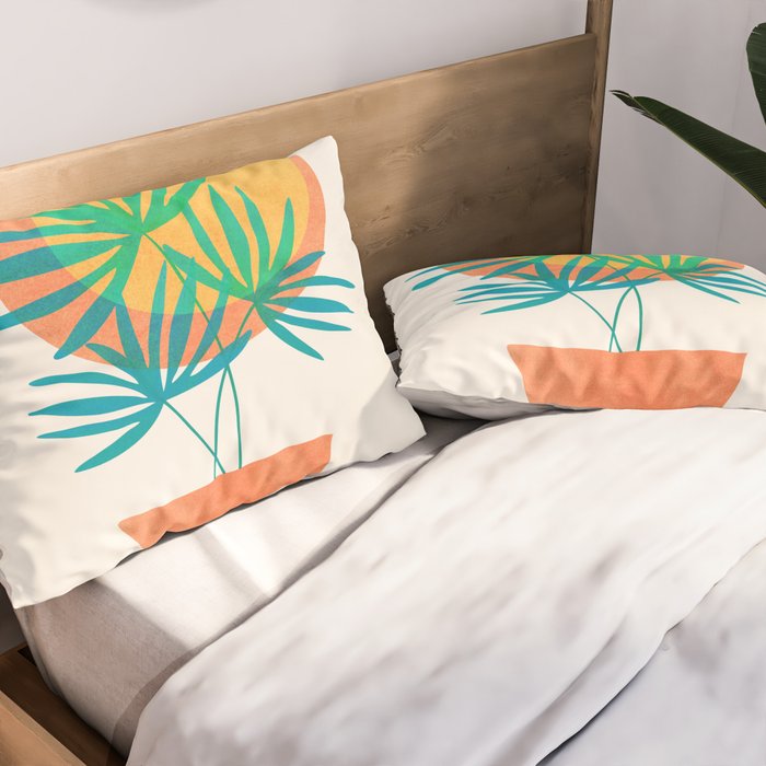 Summer Eclipse Mid Century Abstract Shapes Pillow Sham Gallery Image 2