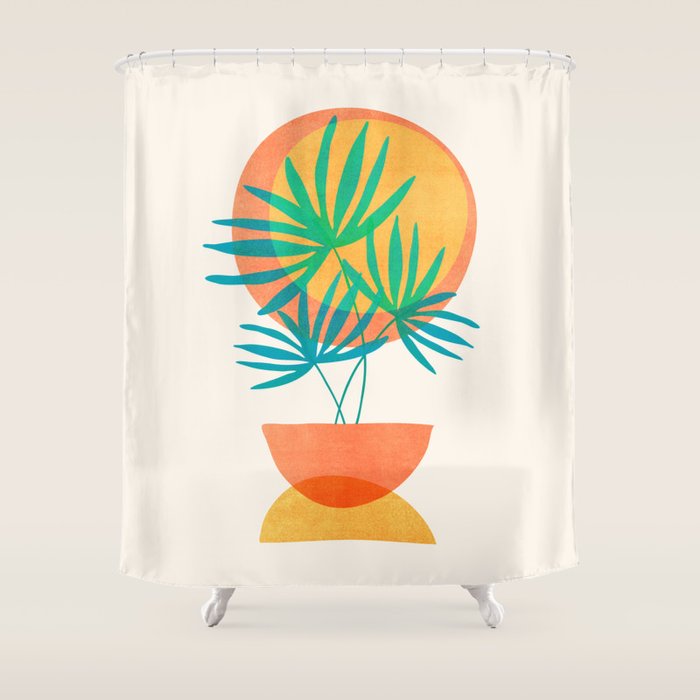 Summer Eclipse Mid Century Abstract Shapes Shower Curtain Gallery Image 1