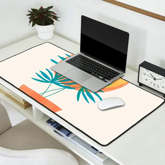 Summer Eclipse Mid Century Abstract Shapes Desk Mat Gallery Image 2