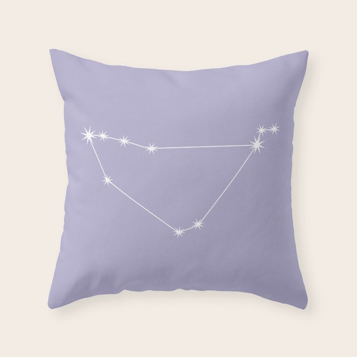 Capricorn Zodiac Star Constellation Line Art Pastel Lavender Throw Pillow Gallery Image 6