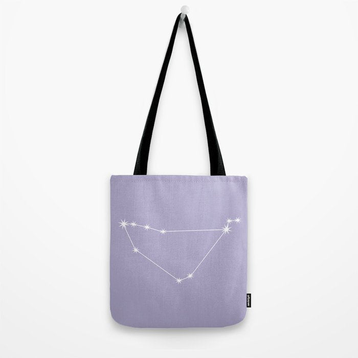 Capricorn Zodiac Star Constellation Line Art Pastel Lavender Tote Bag Gallery Image 2