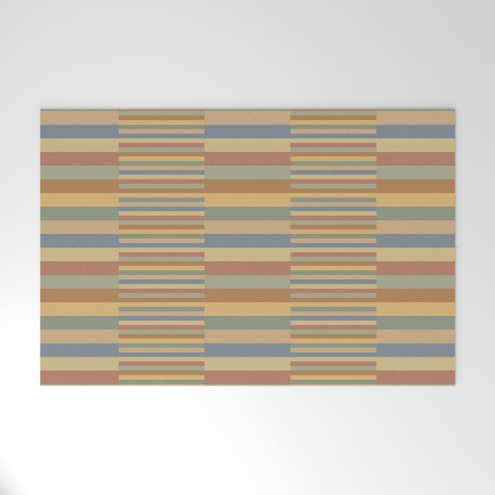 Mixed Stripes Pattern XXI Pastel Vintage Welcome Mat Gallery Image 1