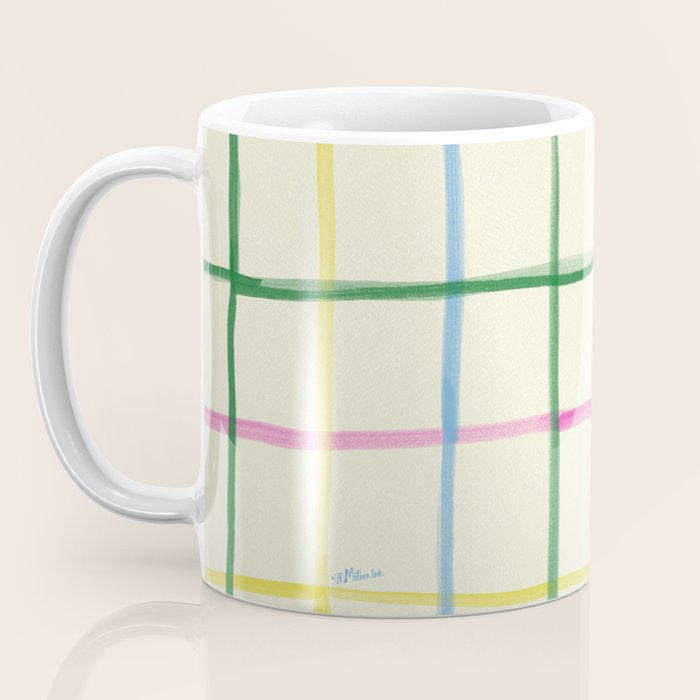 Abstract Tennis Net Pattern in Cream Coffee Mug Gallery Image 3