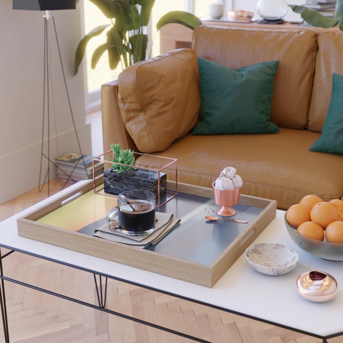 Mountain Sunrise Over Lake - Long Exposure Abstract Serving Tray Gallery Image 2