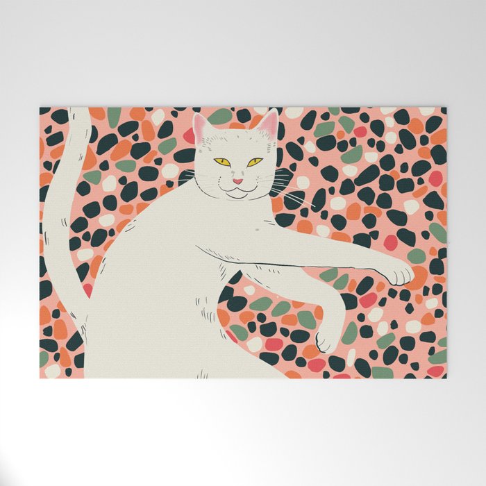 Cat Stretching Welcome Mat Gallery Image 1