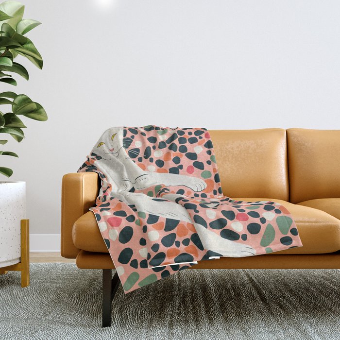 Cat Stretching Throw Blanket Gallery Image 1