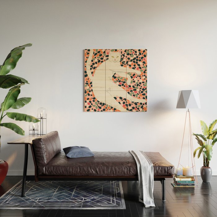 Cat Stretching Wood Wall Art Gallery Image 2